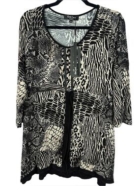 Red Coral Mixed Animal Print Tunic Top NWT Medium
